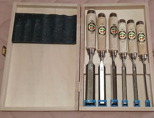 Two Cherries Two Cherries Bevel Edge Chisels, 6 Piece in Wooden Box