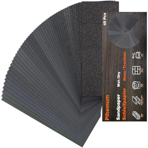 Assorted Wet/Dry Sandpaper Assortment, 80 to 5000 Grit, 45 Sheets