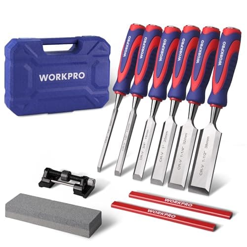 WORKPRO WORKPRO Wood Chisel Set, 10 Piece with Stone and Guide